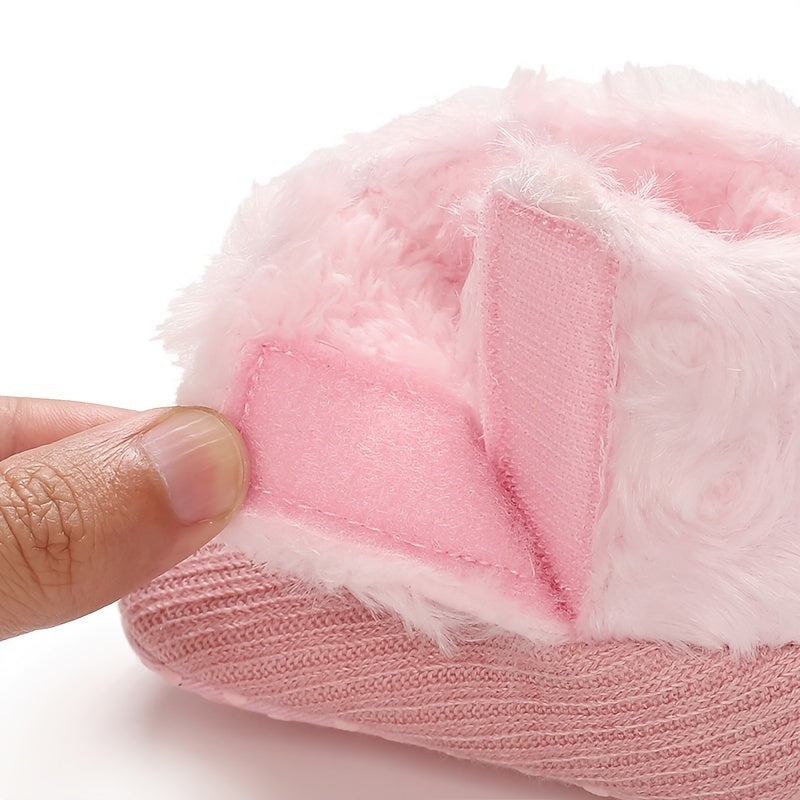 Newborn Baby Socks and Shoes for Girls, First Steps Soft Non-Slip Warm Infant Shoes