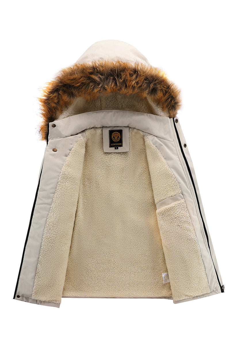 Men'S Winter Windbreaker Jacket with Warm Hood - Maroon Zip-Up Outdoor Coat, Stand Collar, Multiple Pockets, Casual Sporty Design for Cold Weather, Winter Jacket