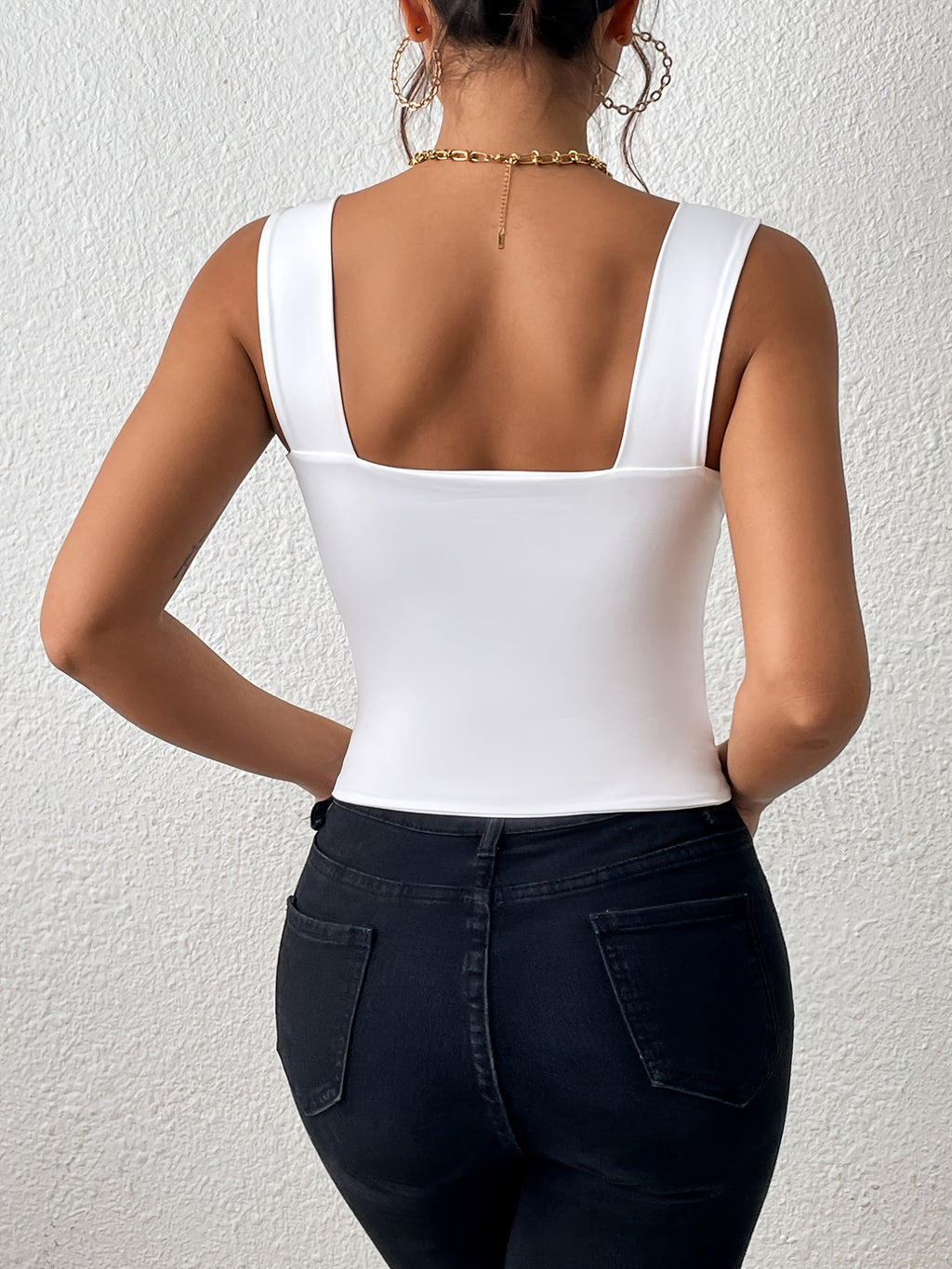 Women's Basic Solid Crop Tank Top, Casual Stretchy Sleeveless Tank Top, Casual Every Day Tops, Women's Clothing