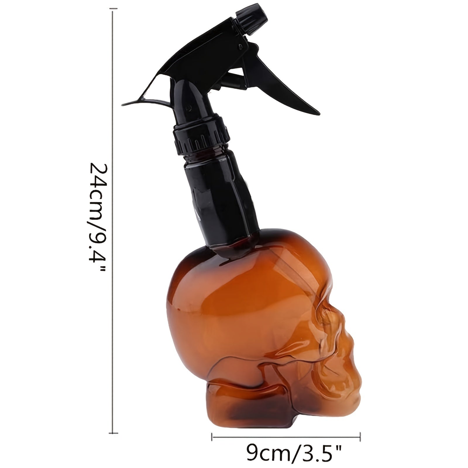 200ml/7oz Retro Skull Design Refillable Spray Bottle - Fine Mist Sprayer for Hair Styling, Cleaning & Plants, Durable Plastic with Black Trigger, Green, Orange & Black Options, Plant Watering Tool, Unique Aesthetic, Functiona