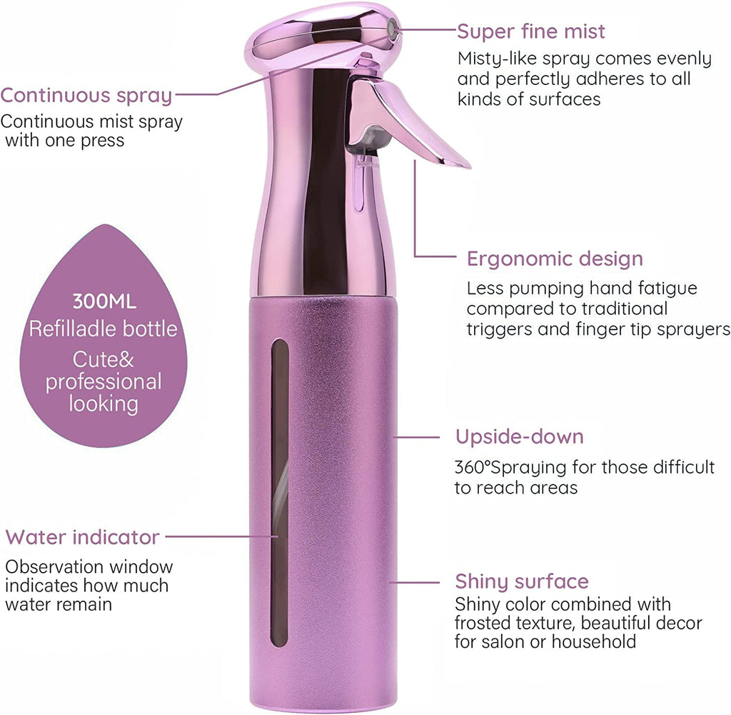 1pcs 300ml Electroplating Continuous Spray Bottle Automatic High-pressure Spray Bottle Hairdressing Alcohol Disinfection Spray Bottle