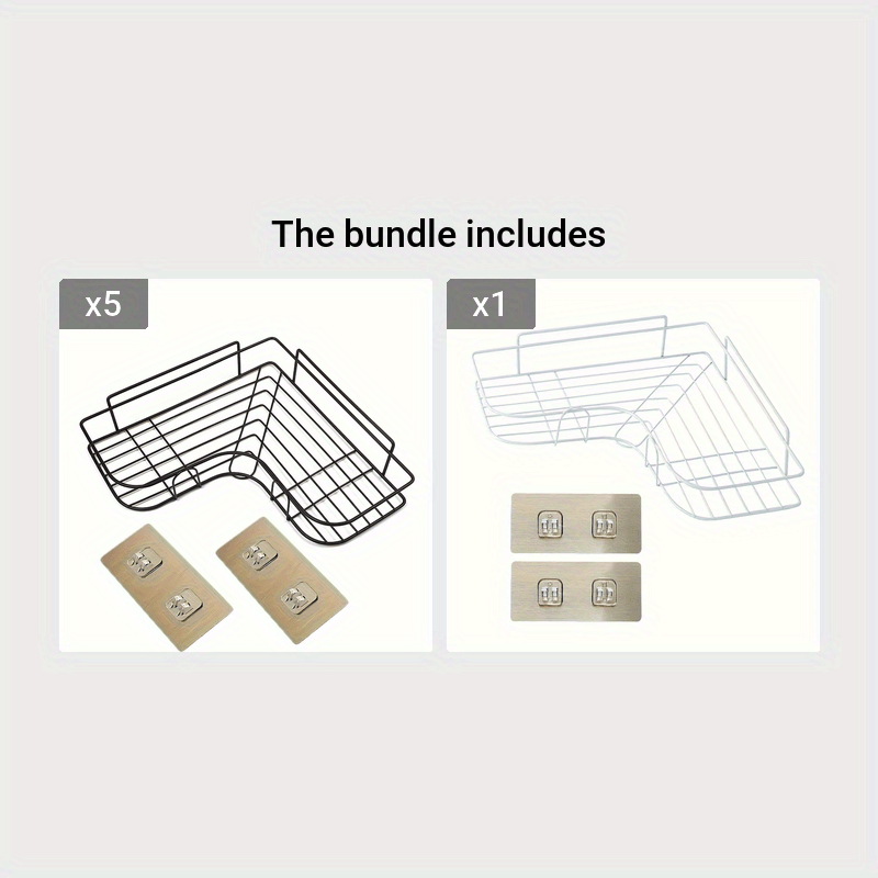 1pc Heavy-Duty Cast Iron Corner Shelf - No Drill Adhesive/Bolt- Wall-Mounted Angled Bath Shelf, Space-Saving Curved Shelves for Small Bathrooms, Installation (No Tools/Screws) Suitable for Bathrooms, Shelves