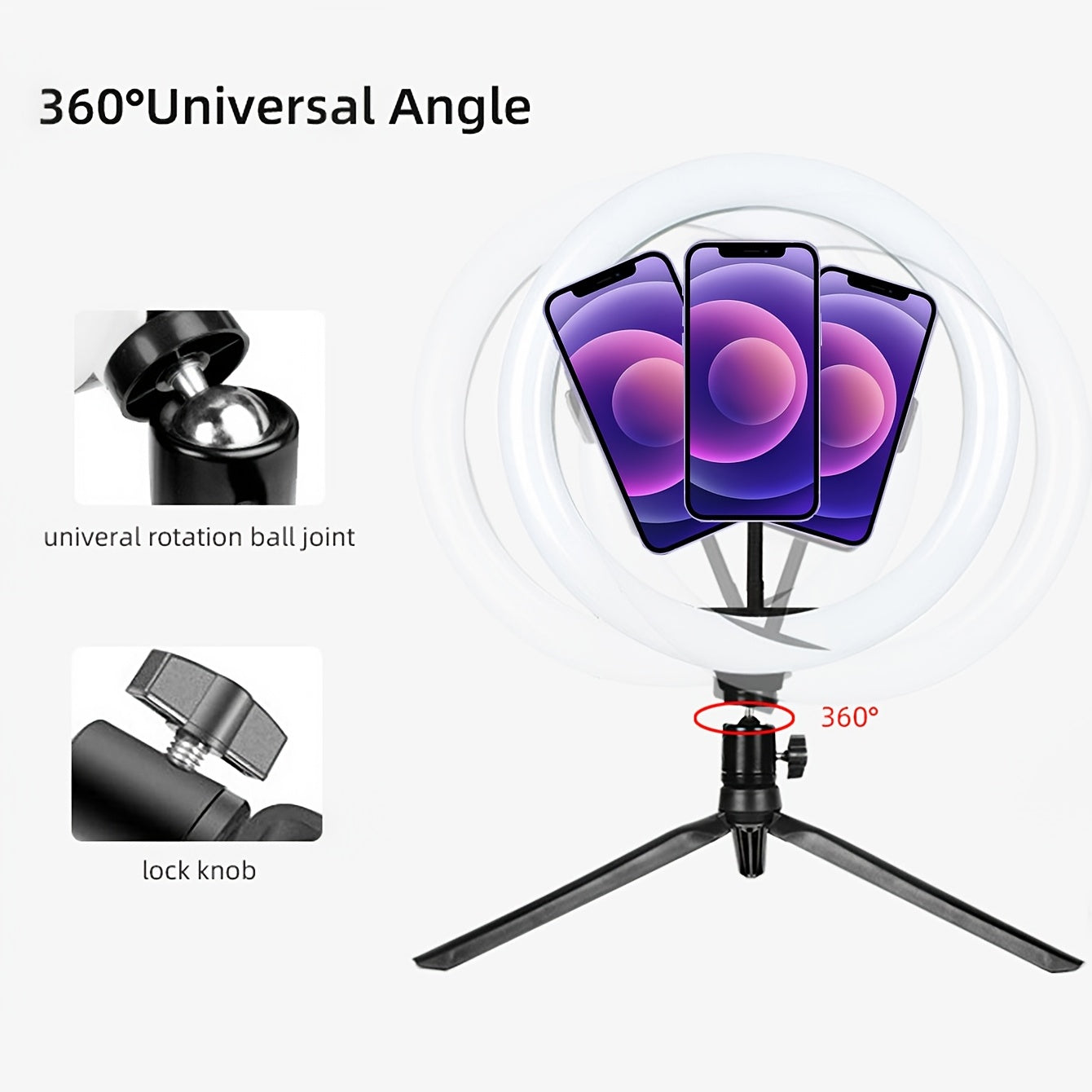 [Professional Fill Light Set] 10 Inch Professional Fill Light Set with 360° Rotation & Multifunctional Switch - Perfect for Photography & Videography!