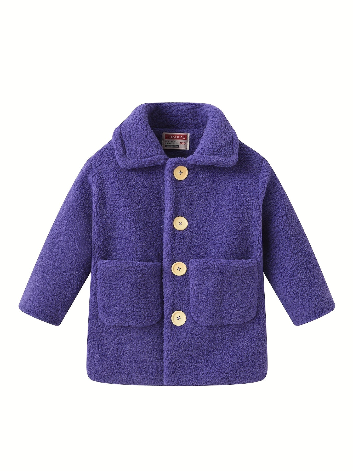 [Lamb Fur Jacket] Girls' Lamb Fur Jacket | JOMAKE Korean-Style Lapel Collar, Two-Tone, Warm Windbreaker with Pockets, Lining, Button Closure, Long Sleeves for Winter