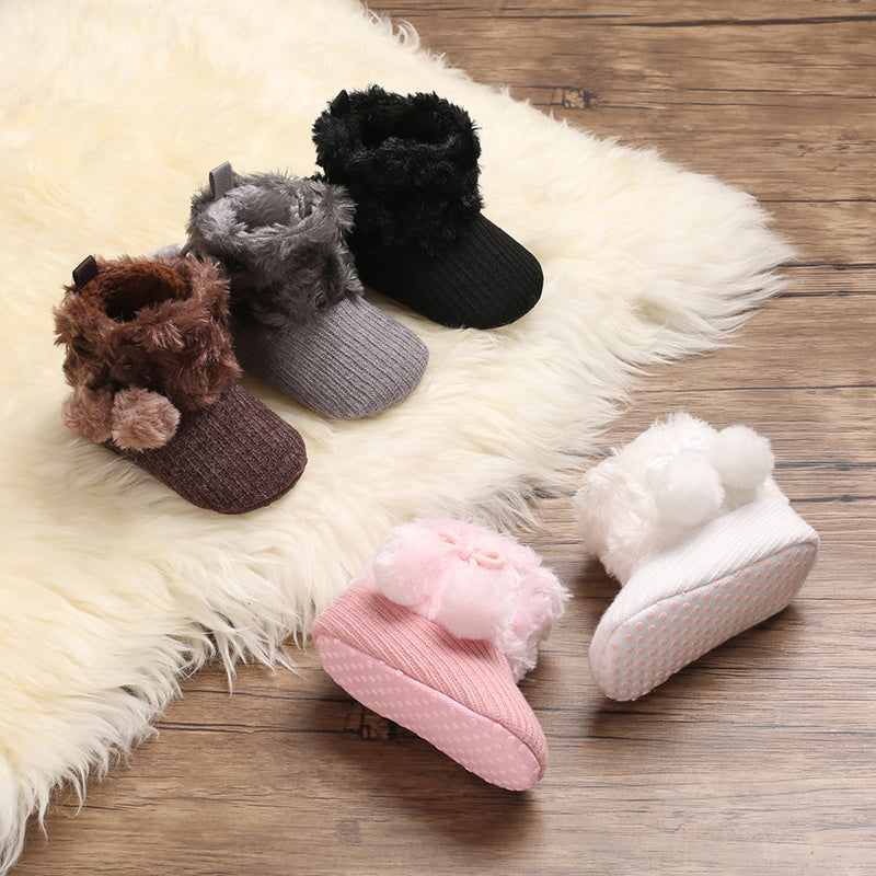 Newborn Baby Socks and Shoes for Girls, First Steps Soft Non-Slip Warm Infant Shoes