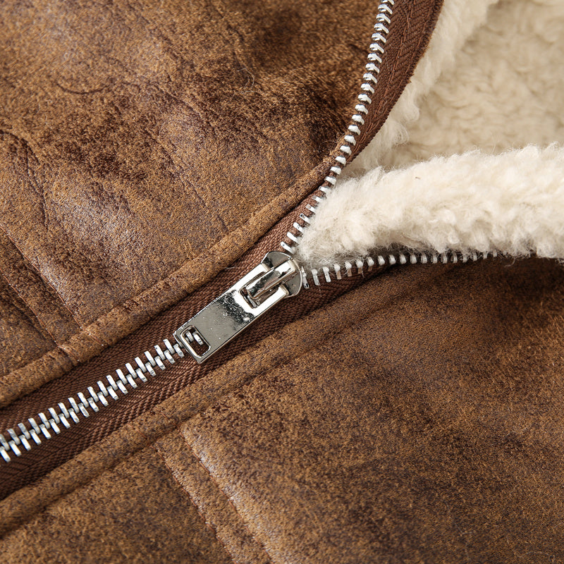 Men's -Lined Hooded Vest, Thickened and -Lined, Fashionable Windproof Warm Jacket