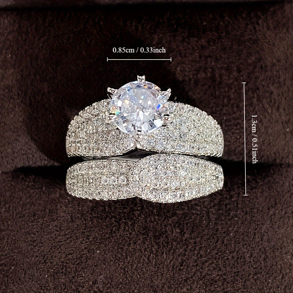 [Bridal | Wedding] 2pcs/Set Zirconia Bridal Wedding Ring | for Women Engagement Proposal | Gift Jewelry