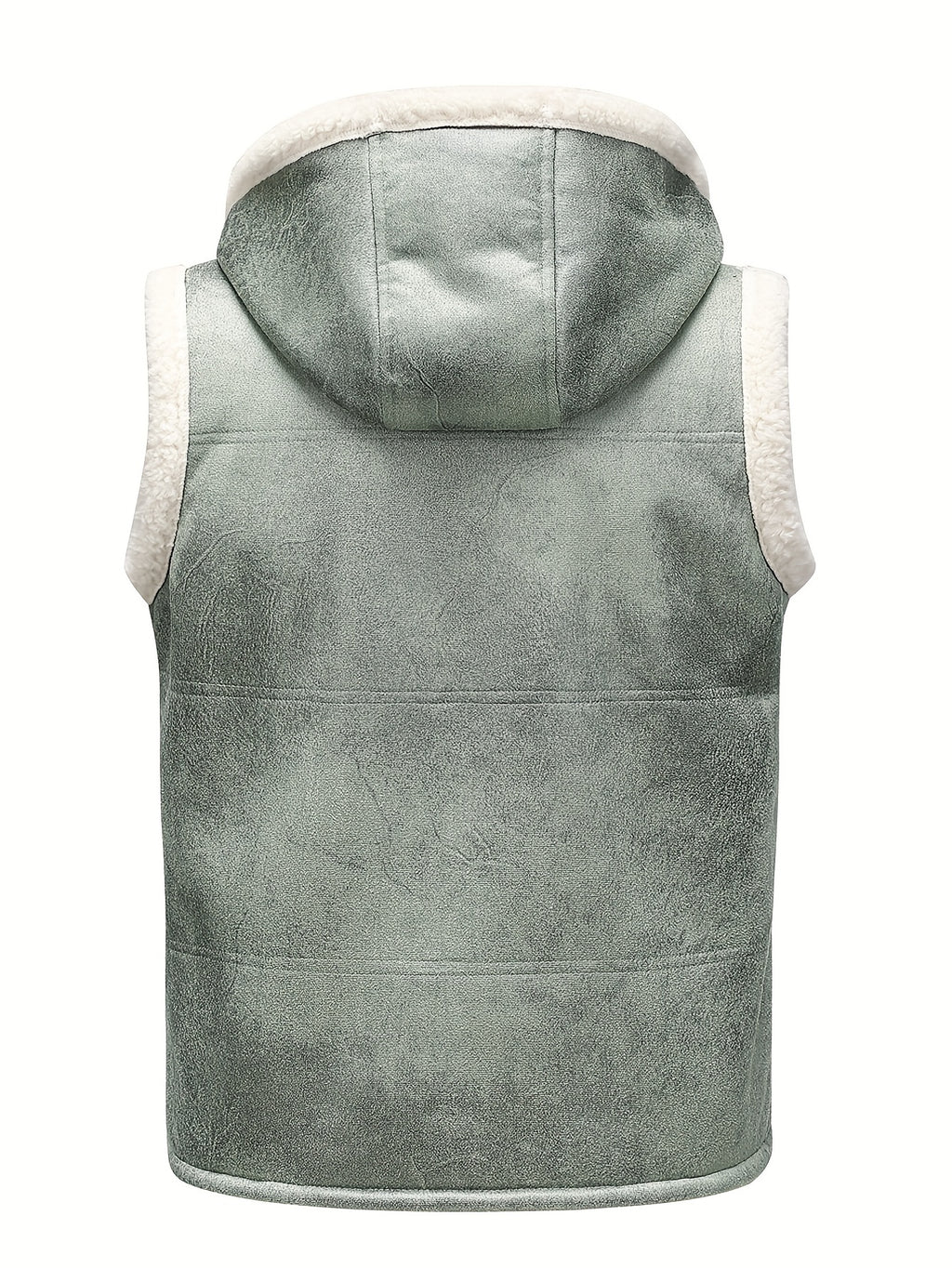 Men's -Lined Hooded Vest, Thickened and -Lined, Fashionable Windproof Warm Jacket