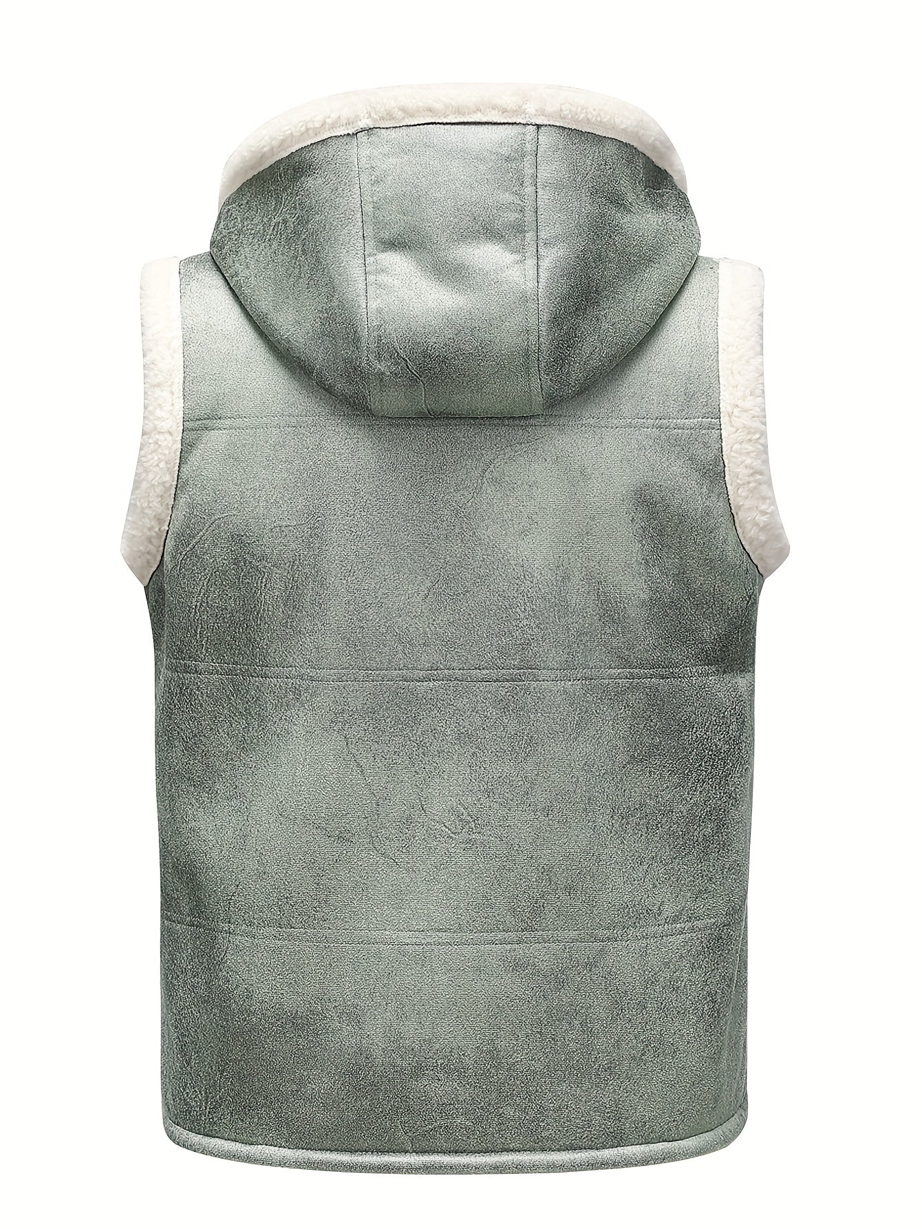 Men's -Lined Hooded Vest, Thickened and -Lined, Fashionable Windproof Warm Jacket