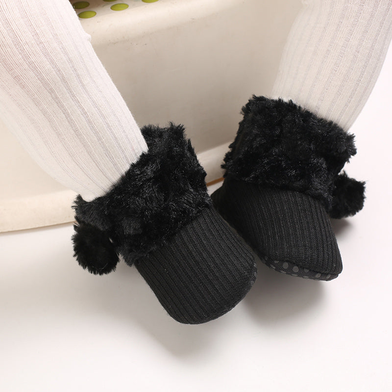 Newborn Baby Socks and Shoes for Girls, First Steps Soft Non-Slip Warm Infant Shoes