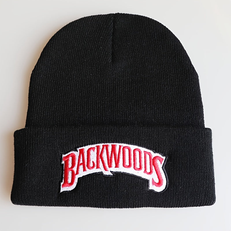 1pc "BACKWOODS" Knitted Hat Thermal Cap For Men - Warm & Cozy - Wool Blend - Perfect for Winter & Outdoor Activities - Ideal Gift for Him