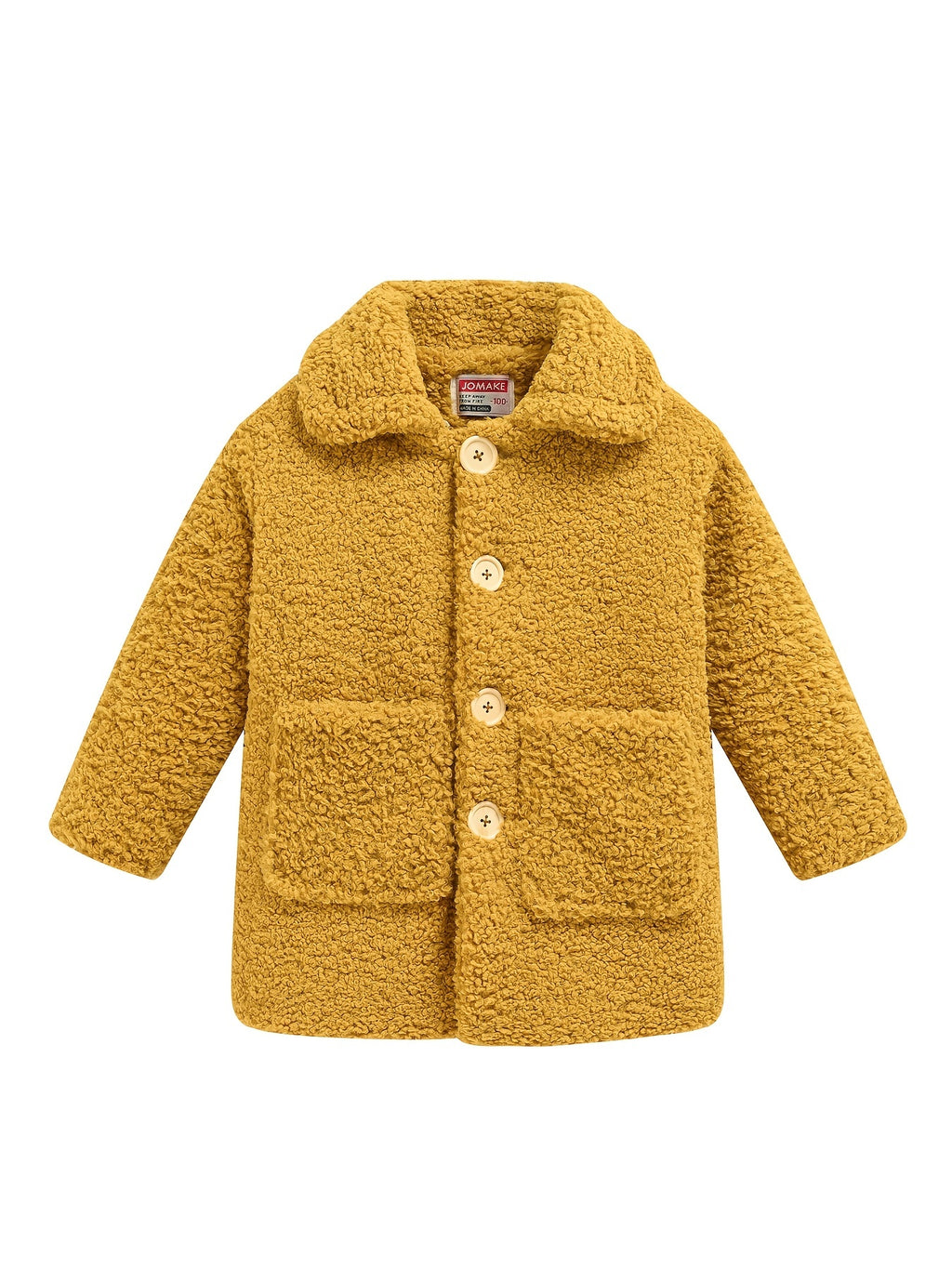 [Lamb Fur Jacket] Girls' Lamb Fur Jacket | JOMAKE Korean-Style Lapel Collar, Two-Tone, Warm Windbreaker with Pockets, Lining, Button Closure, Long Sleeves for Winter