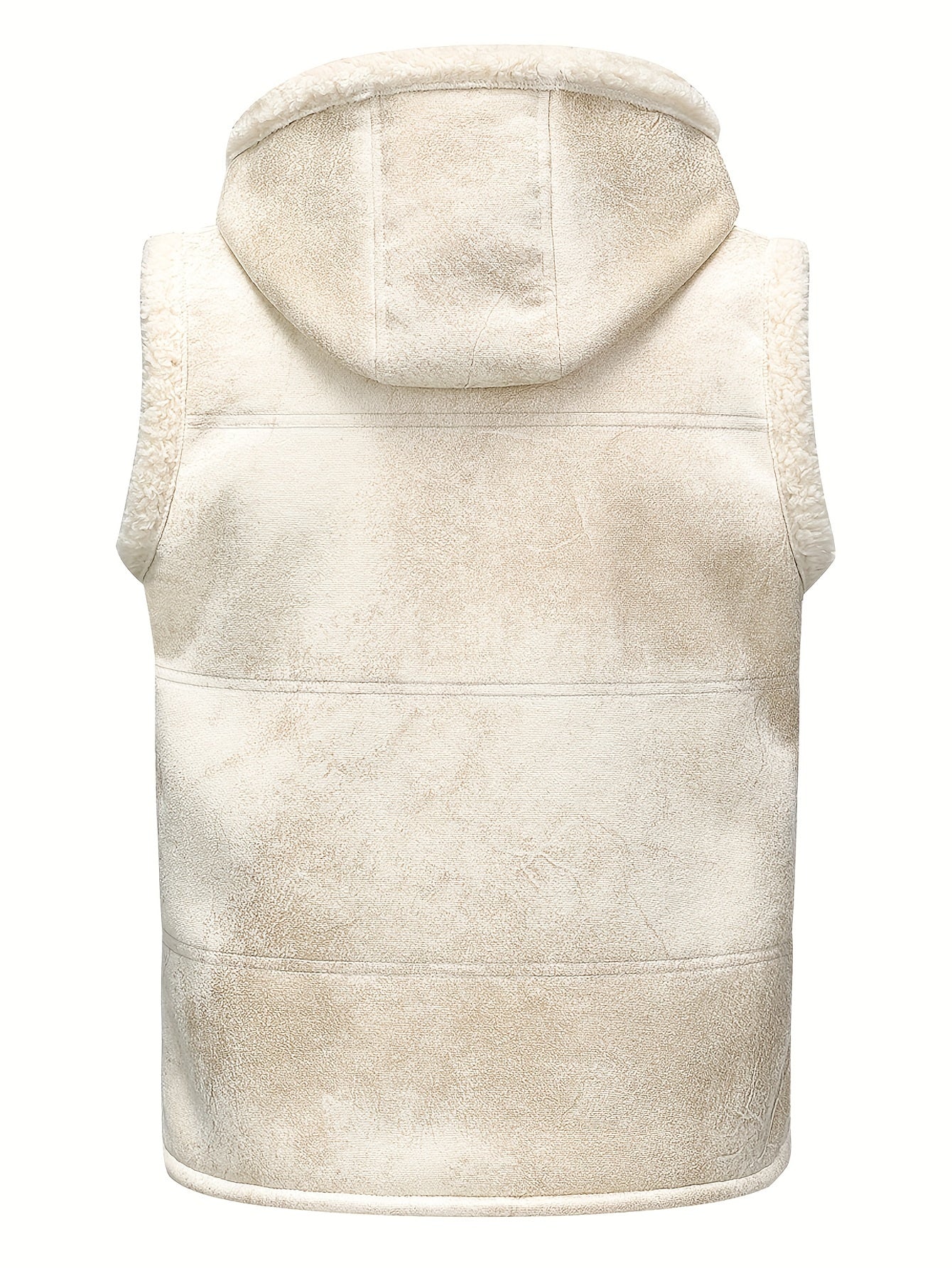 Men's -Lined Hooded Vest, Thickened and -Lined, Fashionable Windproof Warm Jacket
