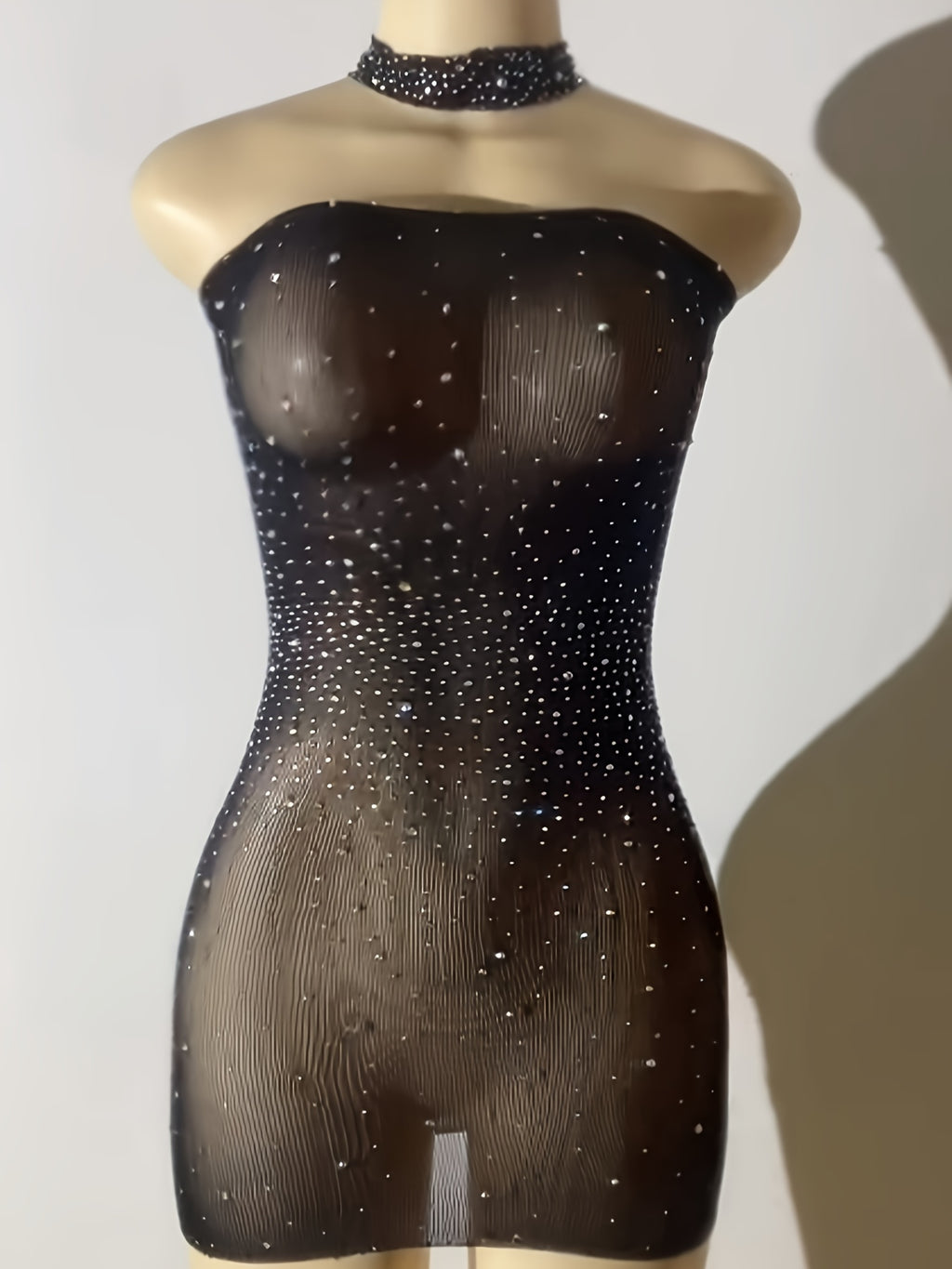 Shiny Rhinestone Bodycon Design Dress, Without Lingerie & Underpants, Women's Sexy Clothing