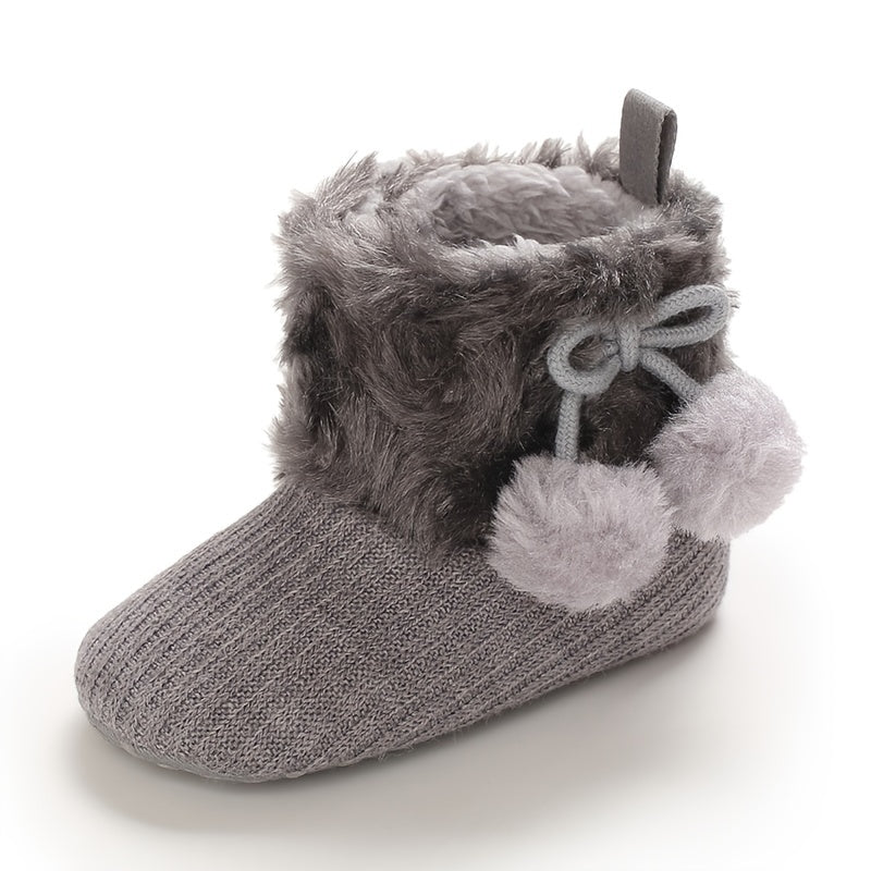 Newborn Baby Socks and Shoes for Girls, First Steps Soft Non-Slip Warm Infant Shoes