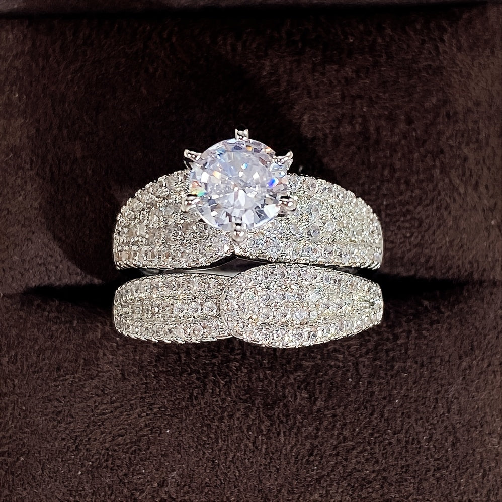 [Bridal | Wedding] 2pcs/Set Zirconia Bridal Wedding Ring | for Women Engagement Proposal | Gift Jewelry