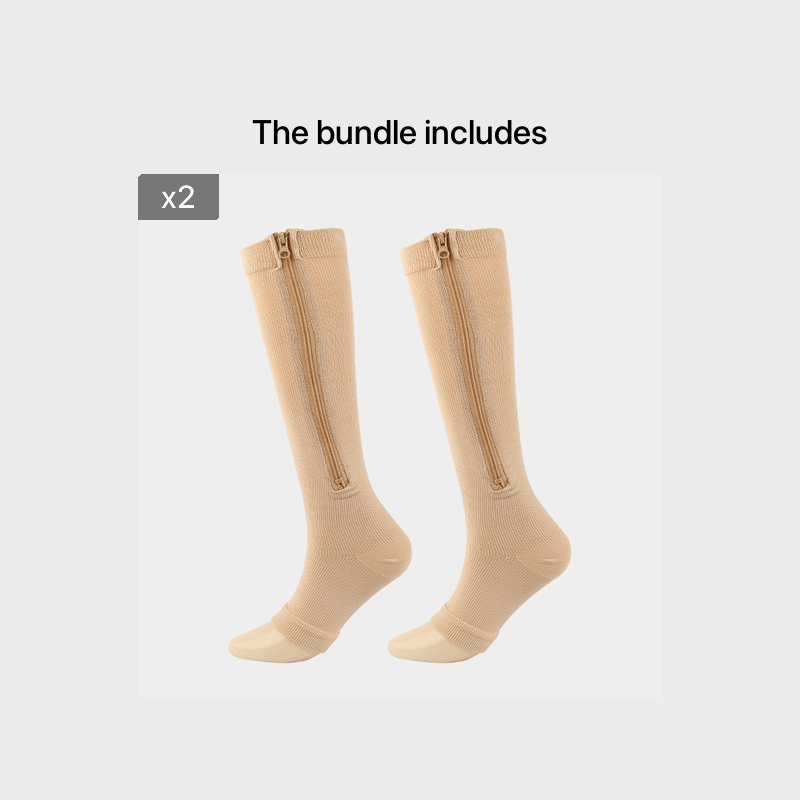 Toeless Compression Socks With Side Zipper For All Day Wear, Sports Socks
