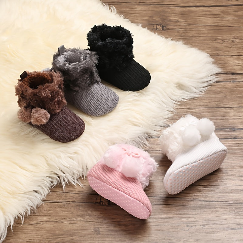 Newborn Baby Socks and Shoes for Girls, First Steps Soft Non-Slip Warm Infant Shoes