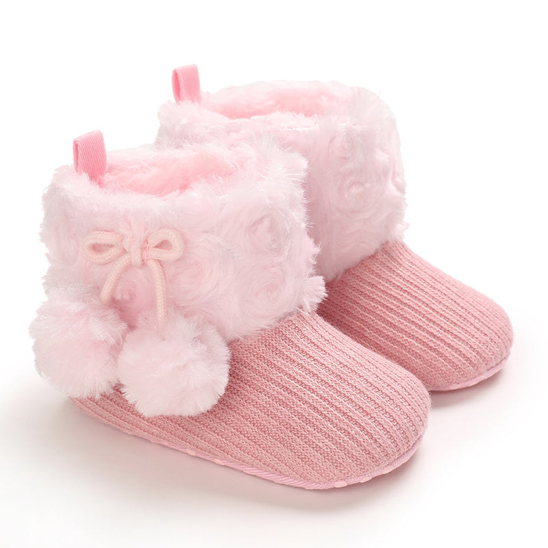 Newborn Baby Socks and Shoes for Girls, First Steps Soft Non-Slip Warm Infant Shoes