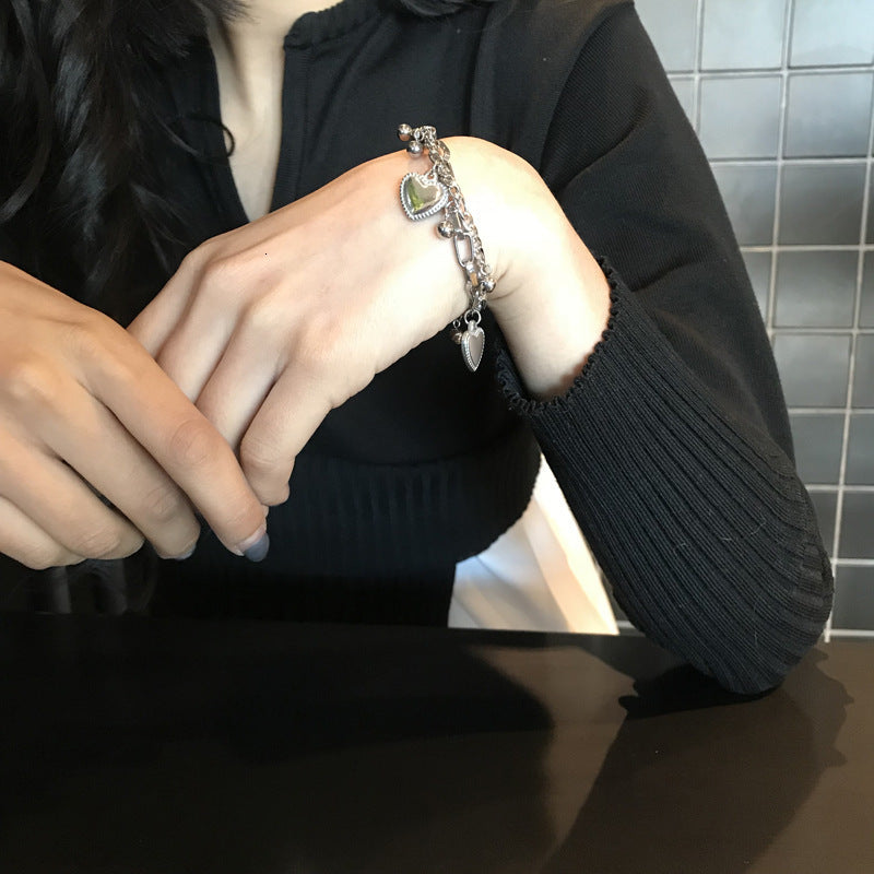 Women's Elegant Stainless Steel Double Layer Bracelet - Punk Style Silver Color, Durable & Hypoallergenic - All Season Essentials | Stylish Party Ornament | Hand Decoration