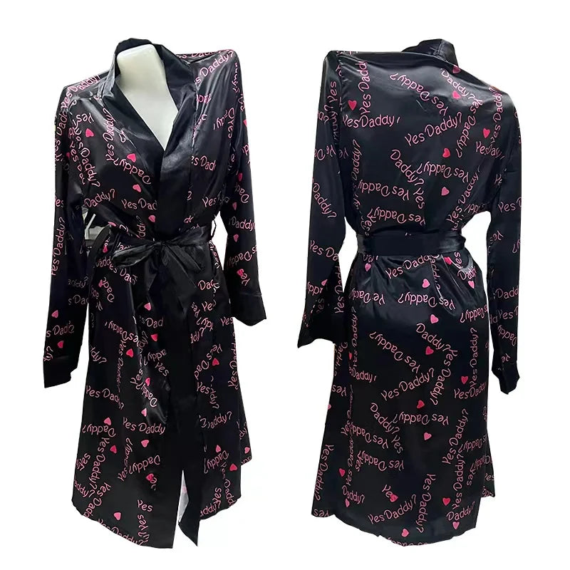 Wholesale Fashion Satin Robe Vendor Custom Nighty for Ladies Sexy Hot Sleeping Silk Robes