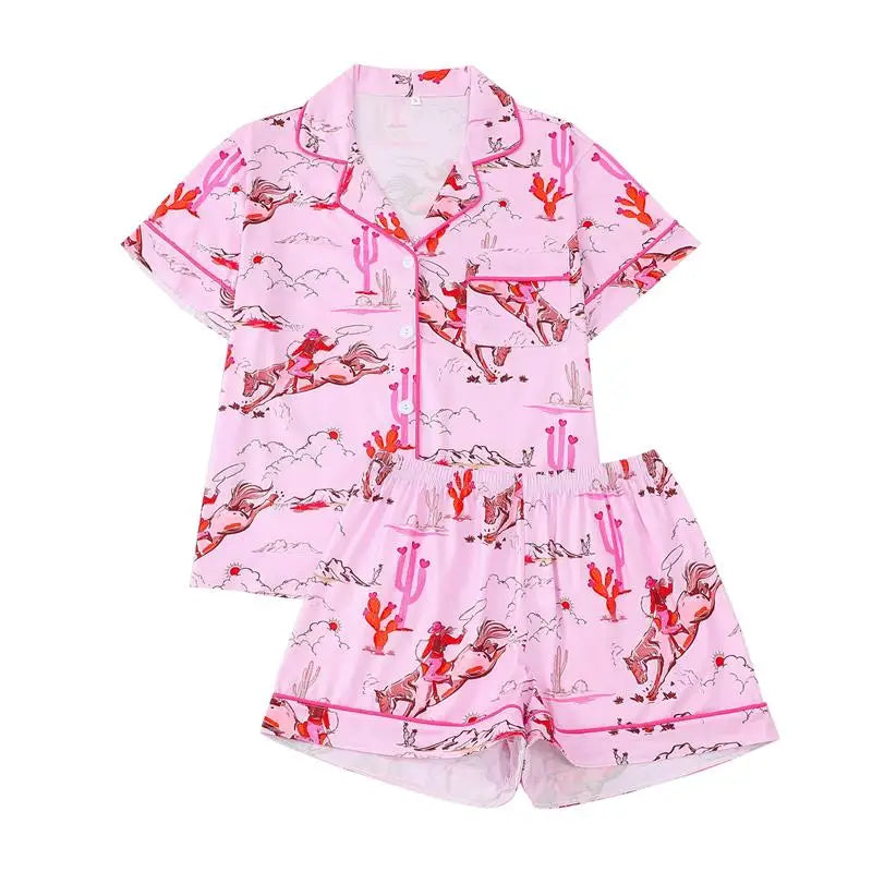 Lounge Wear for Women Polyester Spandex Sleepwear Printed Sleepwear