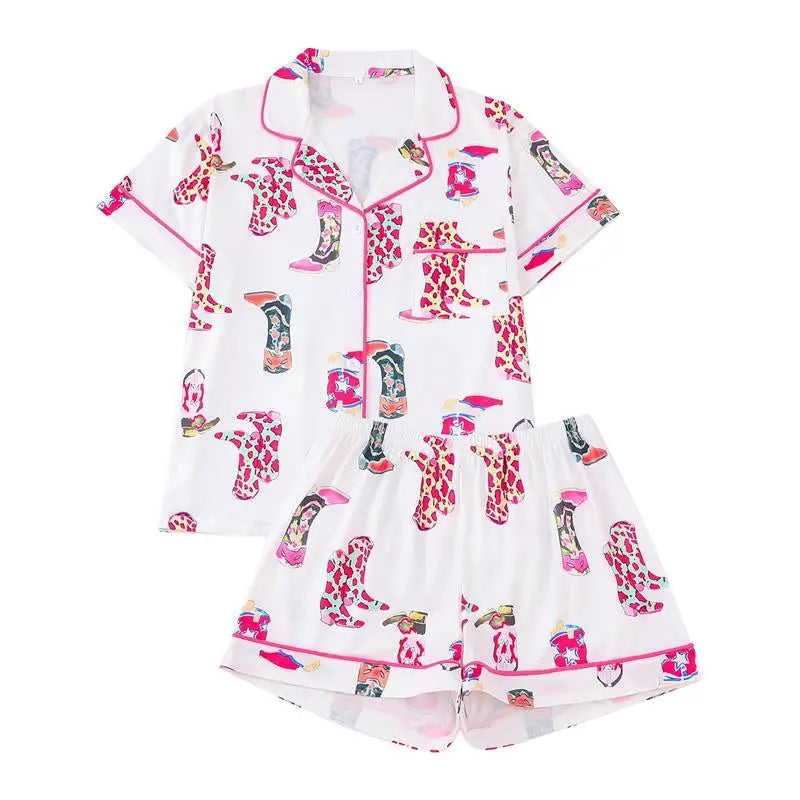 Lounge Wear for Women Polyester Spandex Sleepwear Printed Sleepwear