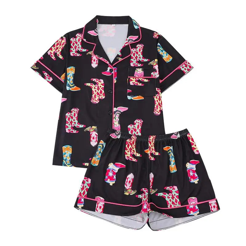 Lounge Wear for Women Polyester Spandex Sleepwear Printed Sleepwear