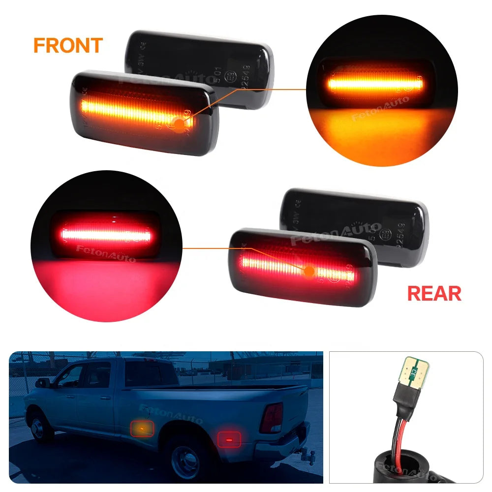 Quality LED Front Rear Side Marker Signal Lights for Dodge RAM 2500HD 3500HD Double Wheel 10-18 New White Red Indicators Lamps