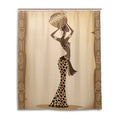 Eco-friendly African Women Shower Curtain Waterproof Polyester Fabric Hanging Curtain For Bathroom With 12 Hooks Home Decoration