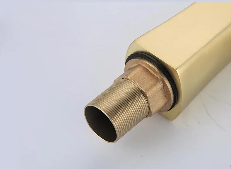 Modern Single-Hole Deck Mounted Brass Lavatory Brushed Gold Wash Basin Hot Cold Mixer Taps Single Handle Ceramic Valve Core