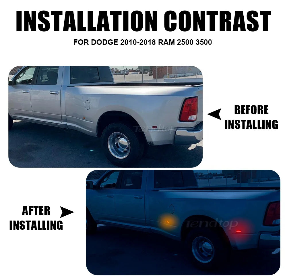 Quality LED Front Rear Side Marker Signal Lights for Dodge RAM 2500HD 3500HD Double Wheel 10-18 New White Red Indicators Lamps