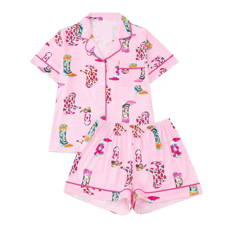 Lounge Wear for Women Polyester Spandex Sleepwear Printed Sleepwear