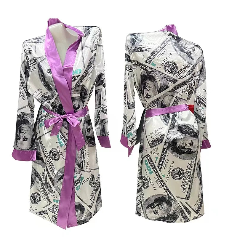 Wholesale Fashion Satin Robe Vendor Custom Nighty for Ladies Sexy Hot Sleeping Silk Robes