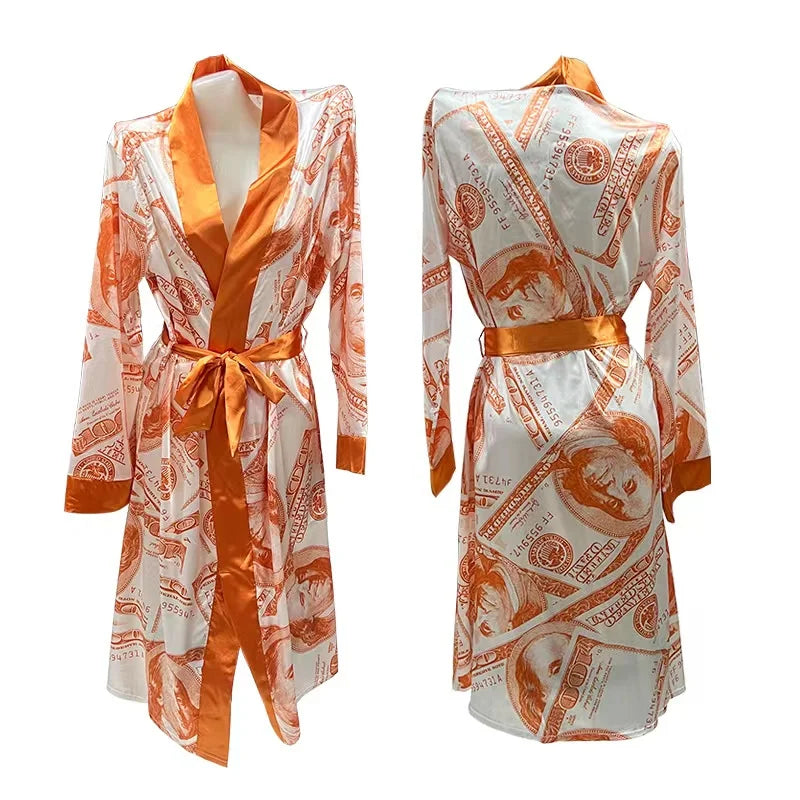 Wholesale Fashion Satin Robe Vendor Custom Nighty for Ladies Sexy Hot Sleeping Silk Robes