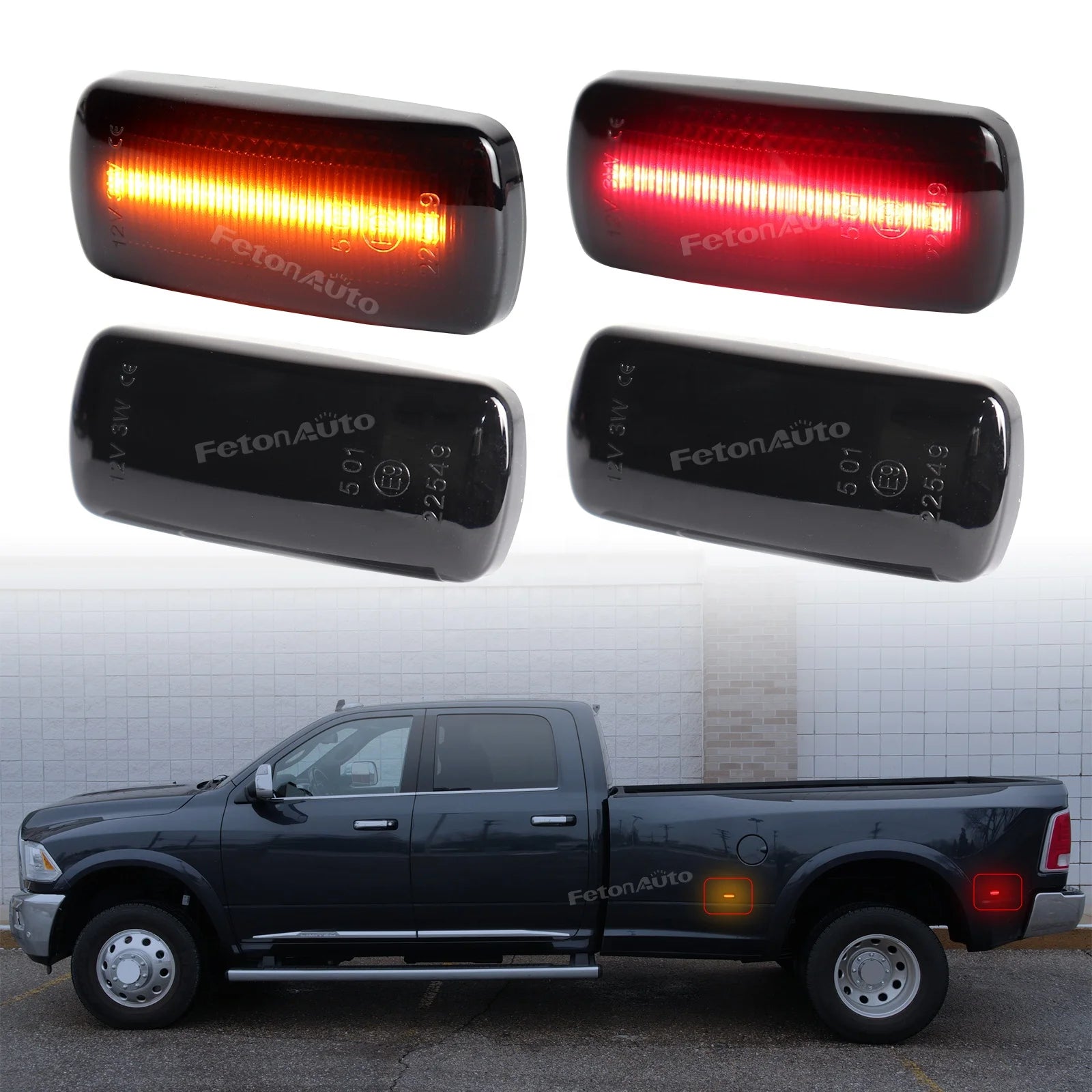 Quality LED Front Rear Side Marker Signal Lights for Dodge RAM 2500HD 3500HD Double Wheel 10-18 New White Red Indicators Lamps