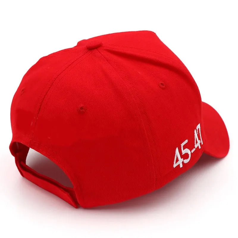 2024 New American Election Hat Letter Embroidered Red Cap American Flag Baseball Cap Party Assembly Hat