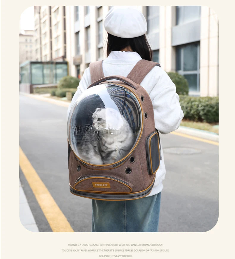 Portable cat, pet, and puppy backpack for outdoor use, lightweight and large capacity cat, small dog, space capsule, backpack