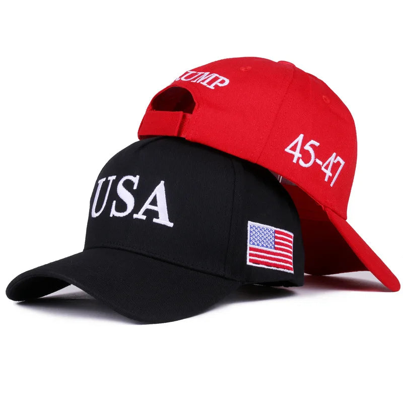 2024 New American Election Hat Letter Embroidered Red Cap American Flag Baseball Cap Party Assembly Hat