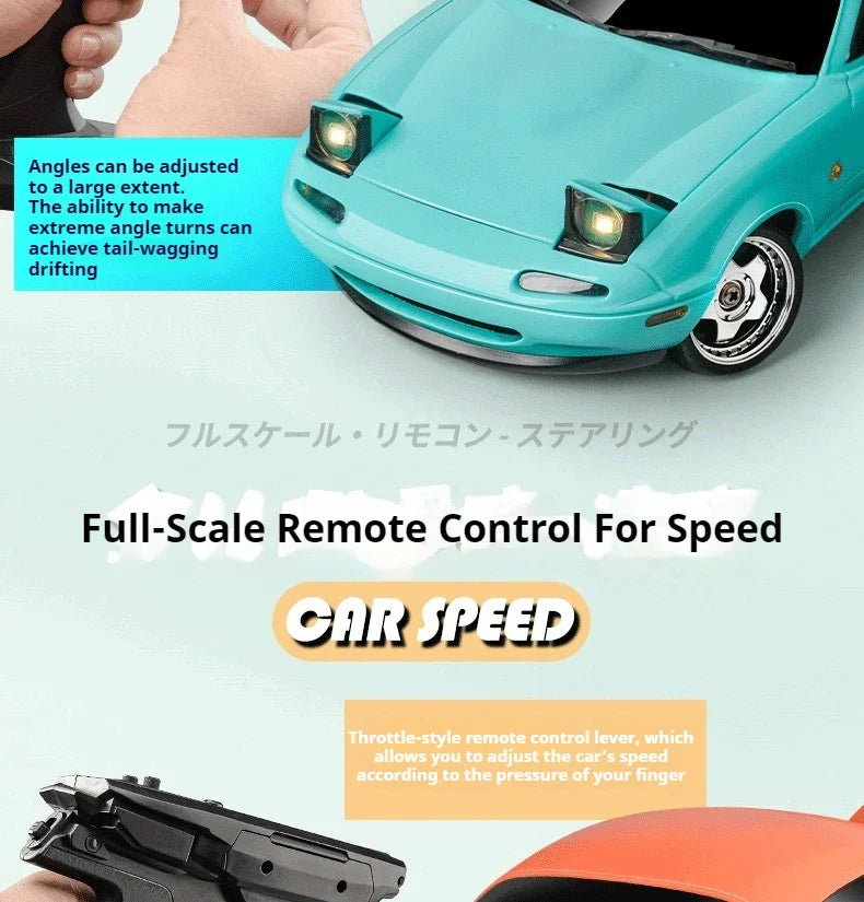 New 1:18 Adorable Mx-5 Miata Rx7 Rc Drift Car 2.4g Esp Gyro Flip-Up Light Full Scale Remote Control Toy Car Kid Adult Xmas Gift