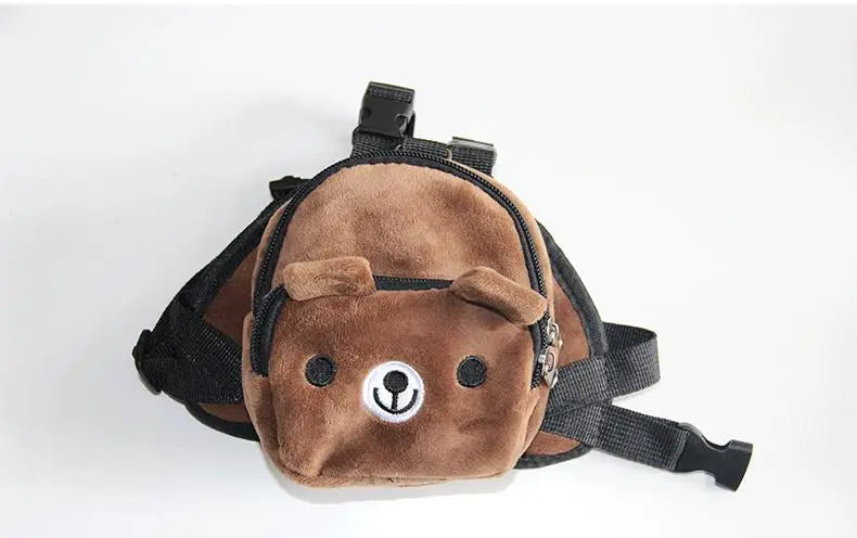 Pet Dog Backpack Durable Puppy Self Carry Backpack Adjustable Leash Cartoon Portable Harness Teddy Dog Outdoor Snack Bag