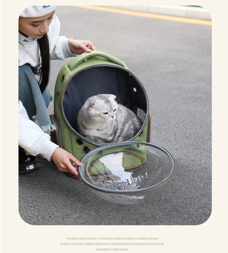 Portable cat, pet, and puppy backpack for outdoor use, lightweight and large capacity cat, small dog, space capsule, backpack