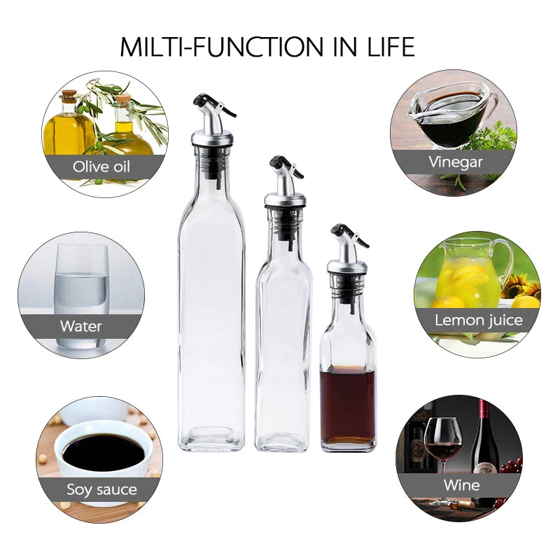 FAIS DU Glass Oil Bottle Olive Oil Dispenser for Kitchen with Silicone Funne Kitchen Seasoning Sauce Vinegar Bottle Kitchen Tool