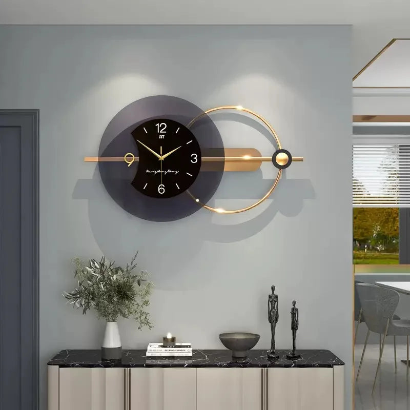 Large Wall Clock Double-Layer Modern Design Silent Art Decoration Nordic Hanging Horologe for Living Room Home Decor Wall Clock