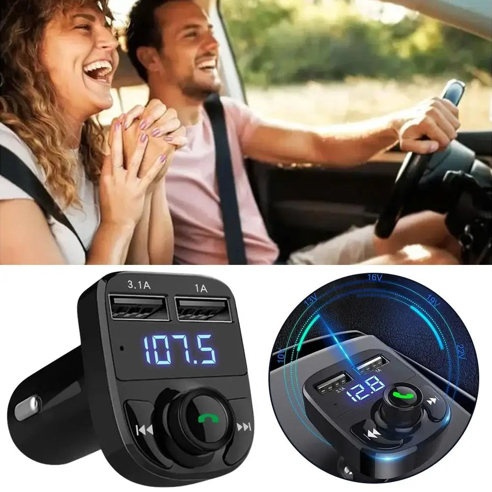 Car Charger Wireless Bluetooth FM Transmitter Hands-Free Calling Radio Receiver Mp3 Music Stereo Adapter Dual USB Port Charger