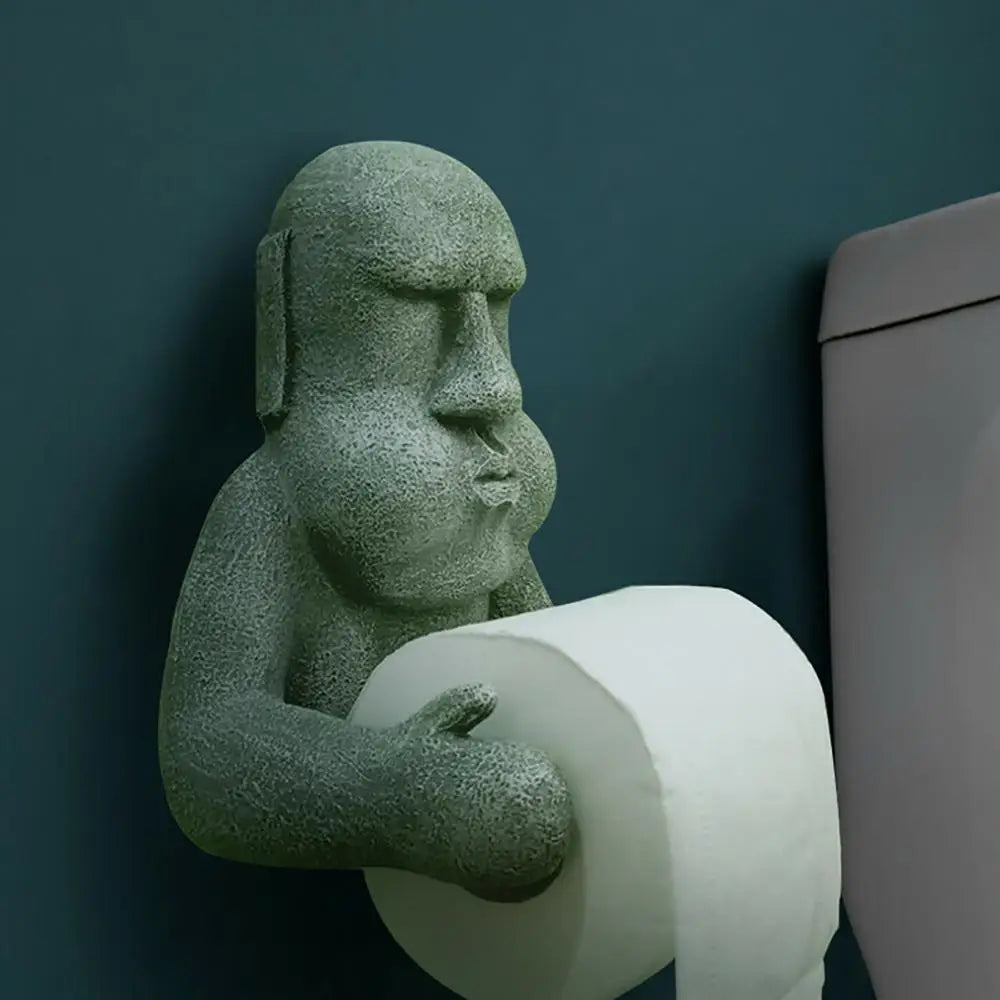 Wall Mounted Durable Roll for Bathroom Storage Holder Tissue Easter Island Moai Design Toilet Paper Rack Supplies