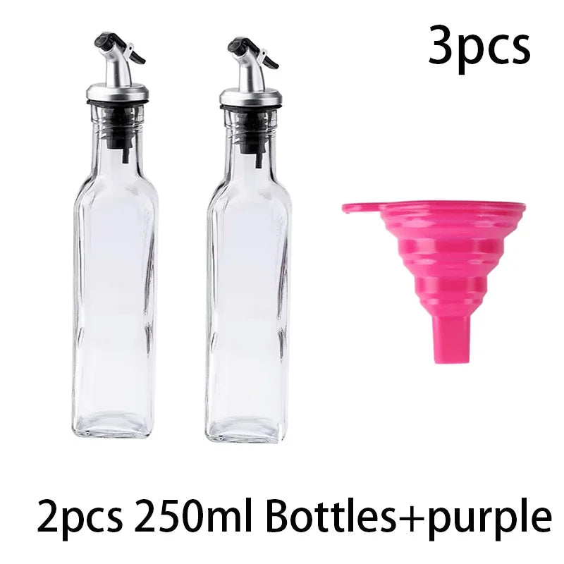 FAIS DU Glass Oil Bottle Olive Oil Dispenser for Kitchen with Silicone Funne Kitchen Seasoning Sauce Vinegar Bottle Kitchen Tool