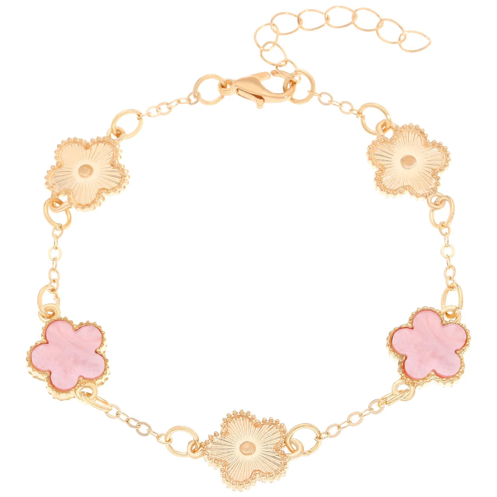 Five Petal Flower Bracelet Chain Tassel Colorful Enamel Charm Women Fashion Elegant Jewelry Gift Trendy Accessory