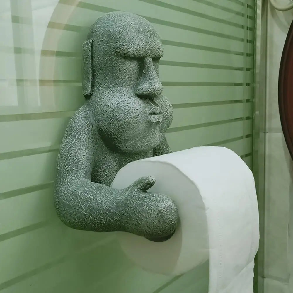 Wall Mounted Durable Roll for Bathroom Storage Holder Tissue Easter Island Moai Design Toilet Paper Rack Supplies