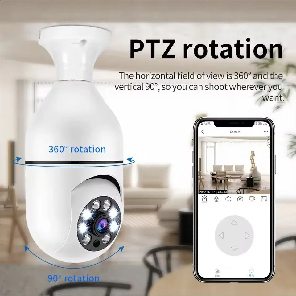 Bulb E27 Surveillance Camera Full Color Night Vision Automatic Human Tracking Zoom Indoor Security Monitor Wifi Miini IP Camera